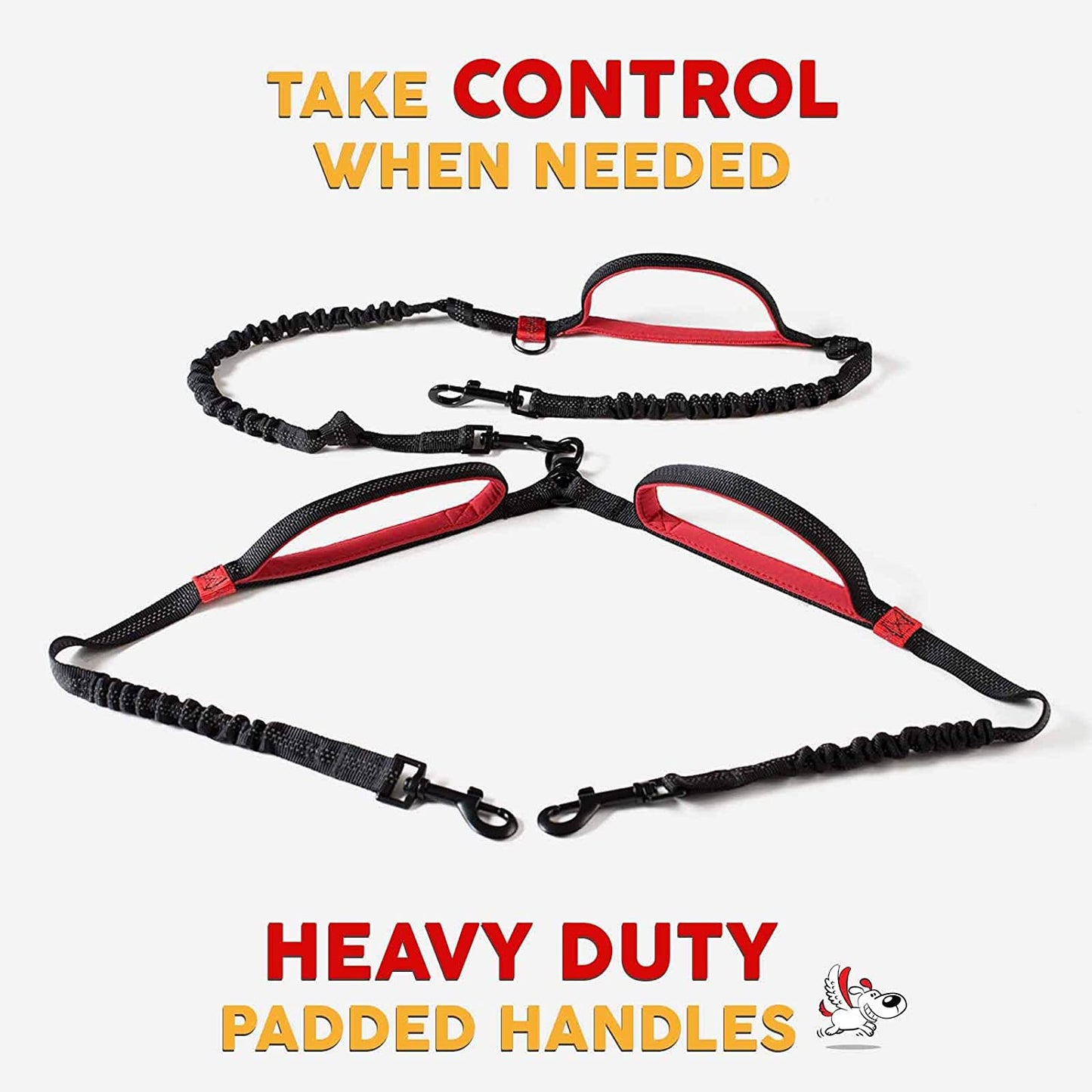 Exquisite Hands-Free Leash for Two Large Dogs – Perfect for Active Pet Owners – Comfortable, Durable & Ideal for Running, Walking, Hiking – Premium Dual Waist Lead with Bungee – Must-Have Dog Gear