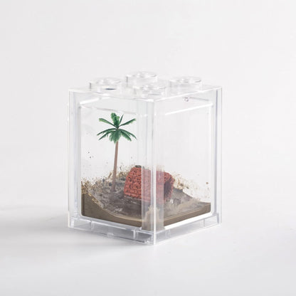 Small Fish Tank, Mini Betta Fish Tank Stackable Cube Tank with Fish Tank Decor, Ant Feeding Case Mini Reptile Row Box (Clear)