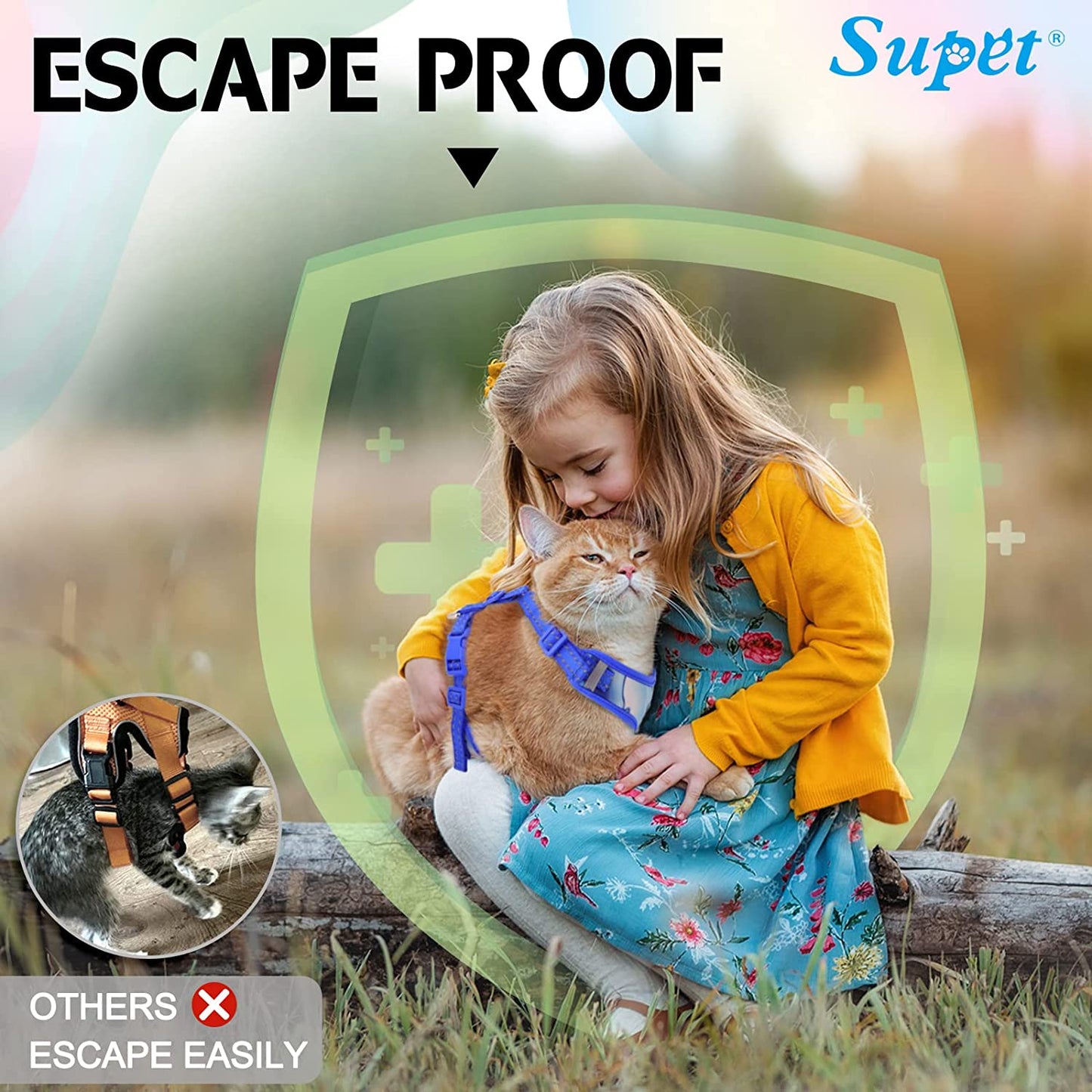 Cat Harness and Leash Set Stylish Escape Proof Cat Vest Harness Adjustable Breathable Pet Harness with Reflective Trim Step-In Cat Leash and Harness for Cats Puppies S（Chest:9.6-15.7'' Black